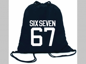 Six Seven 67 - ľahk&eacute; sťahovacie vrecko ( bat&ocirc;žtek / vak ) s čiernou &scaron;n&uacute;rkou, 100% bavlna 100 g/m2, rozmery cca. 37 x 41 cm